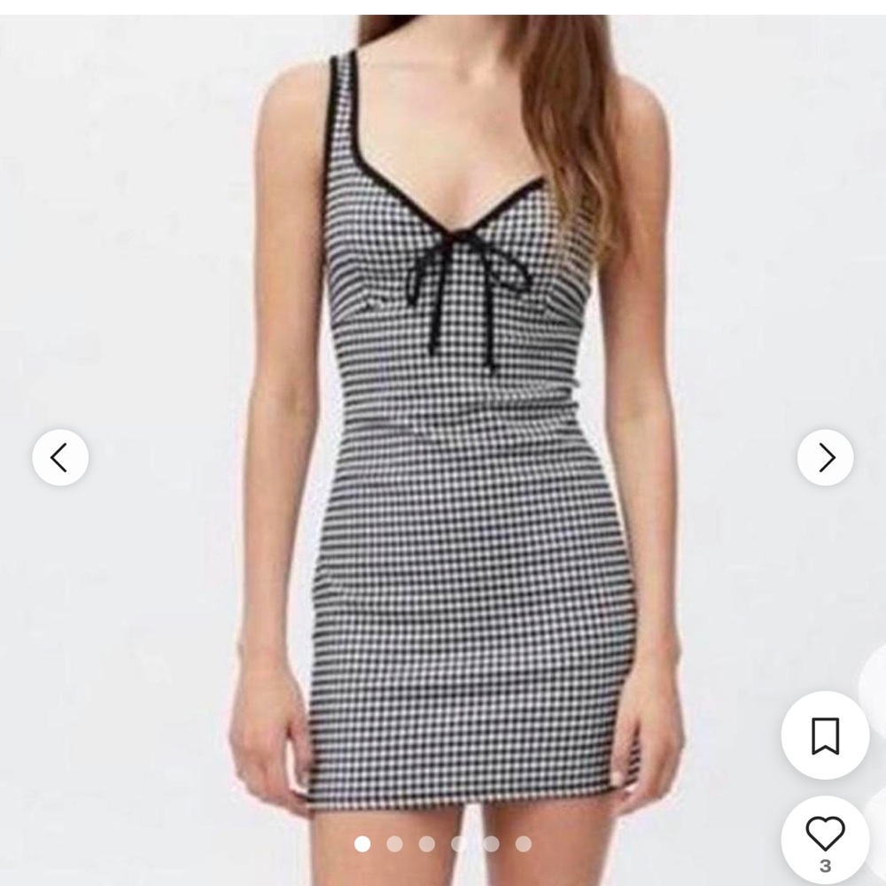 Urban Outfitters Black & White Gingham Tie-Front Mini Dress